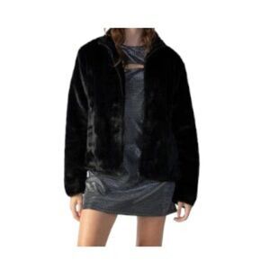 Sanctuary Women's Canyon Escape Faux-Fur Black Small NWT